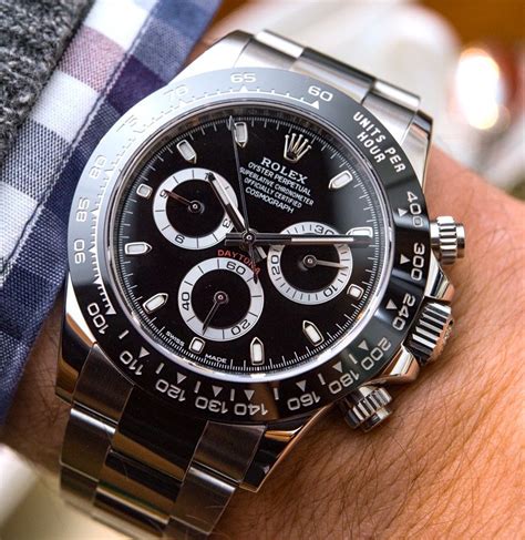 rolex cosmograph daytona black dial stainless steel bracelet|Rolex daytona blue dial price.